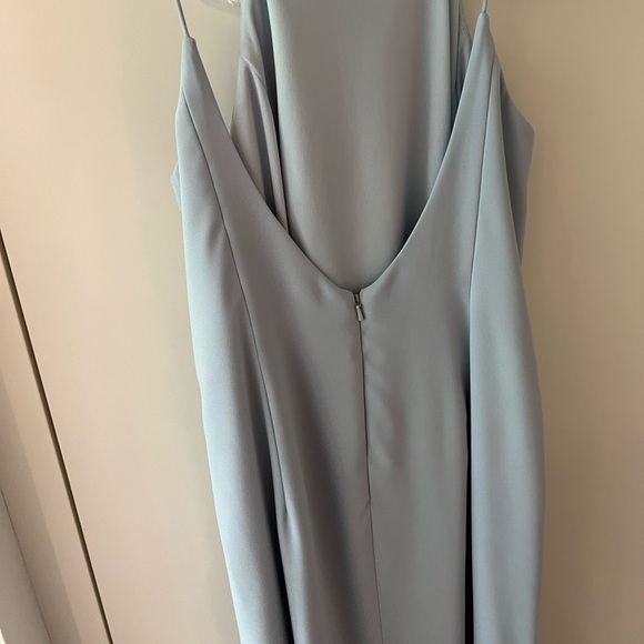 Dessy Mist Crepe-Style Open Back High-Neck Halter Trumpet Gown Sz 8 bridesmaid - Picture 3 of 5
